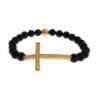 Bracciale in argento 925 con croce CZ dorata e pietra onice opaca - S