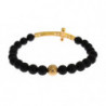 Bracciale in argento 925 con croce CZ dorata e pietra onice opaca - S