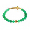Bracciale in argento 925 con croce CZ dorata e pietra di giada - XS