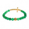 Bracciale in argento 925 con croce CZ dorata e pietra di giada - XS
