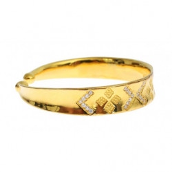 Bracciale rigido in argento 925 sterling gold CZ - M