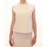 Top camicia a quadri in cotone bianco - IT42-M