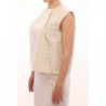 Top camicia a quadri in cotone bianco - IT42-M