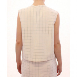Top camicia a quadri in cotone bianco - IT42-M