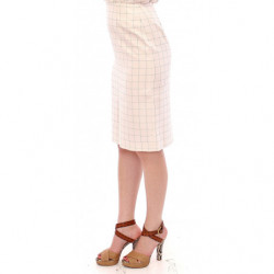 Gonna tubino a quadretti in cotone bianco - IT40-S