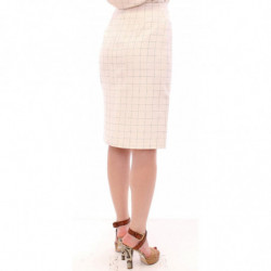 Gonna tubino a quadretti in cotone bianco - IT40-S