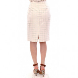 Gonna tubino a quadretti in cotone bianco - IT42-M