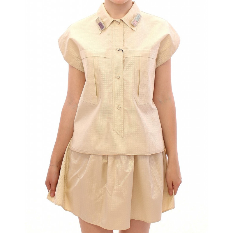 Top camicetta senza maniche beige - IT44-L