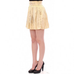 Minigonna con ricamo floreale beige - IT42-M