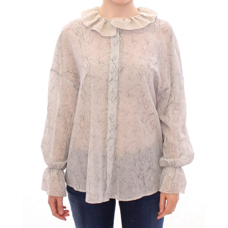 Tunica in camicetta di cotone blu - IT36-XXS