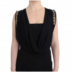Mini abito corto tubino in jersey decorato nero - IT44-L