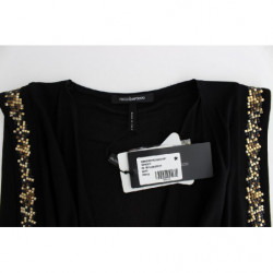 Mini abito corto tubino in jersey decorato nero - IT44-L
