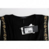 Mini abito corto tubino in jersey decorato nero - IT44-L