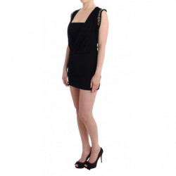 Mini abito corto tubino in jersey decorato nero - IT42-M