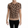Top a collo alto con stampa leopardata in cashmere beige-IT42/M