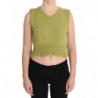 Maglione senza maniche lavorato maglia misto cotone verde - ONE SIZE