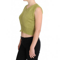 Maglione senza maniche lavorato maglia misto cotone verde - ONE SIZE