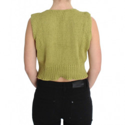 Maglione senza maniche lavorato maglia misto cotone verde - ONE SIZE