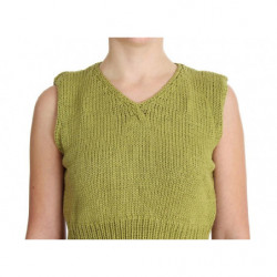 Maglione senza maniche lavorato maglia misto cotone verde - ONE SIZE
