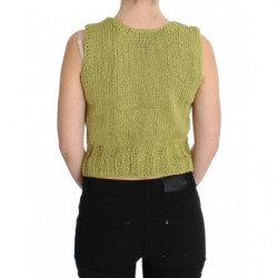Maglione senza maniche lavorato maglia misto cotone verde - ONE SIZE