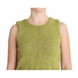 Maglione senza maniche lavorato maglia misto cotone verde - ONE SIZE