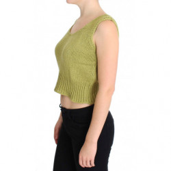Maglione senza maniche lavorato maglia misto cotone verde - ONE SIZE