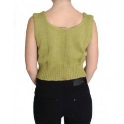 Maglione senza maniche lavorato maglia misto cotone verde - ONE SIZE