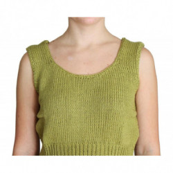 Maglione senza maniche lavorato maglia misto cotone verde - ONE SIZE