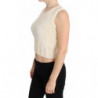 Maglione senza maniche lavorato maglia misto cotone beige - ONE SIZE