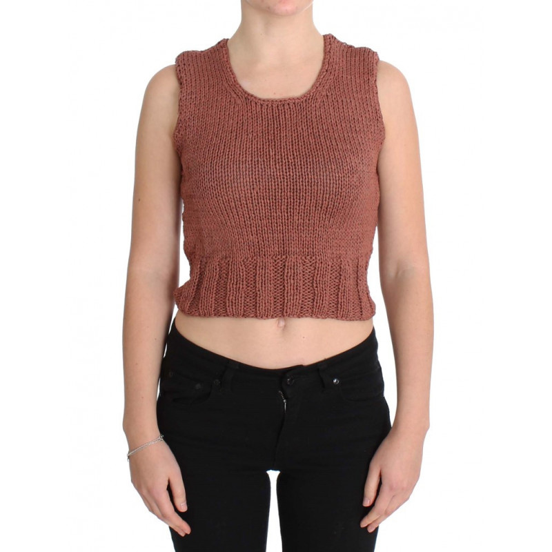 Maglione senza maniche lavorato maglia misto cotone rosso - ONE SIZE
