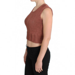 Maglione senza maniche lavorato maglia misto cotone rosso - ONE SIZE