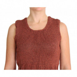 Maglione senza maniche lavorato maglia misto cotone rosso - ONE SIZE