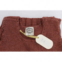Maglione senza maniche lavorato maglia misto cotone rosso - ONE SIZE
