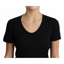 T-shirt girocollo a maniche corte in lana nera - IT40-S