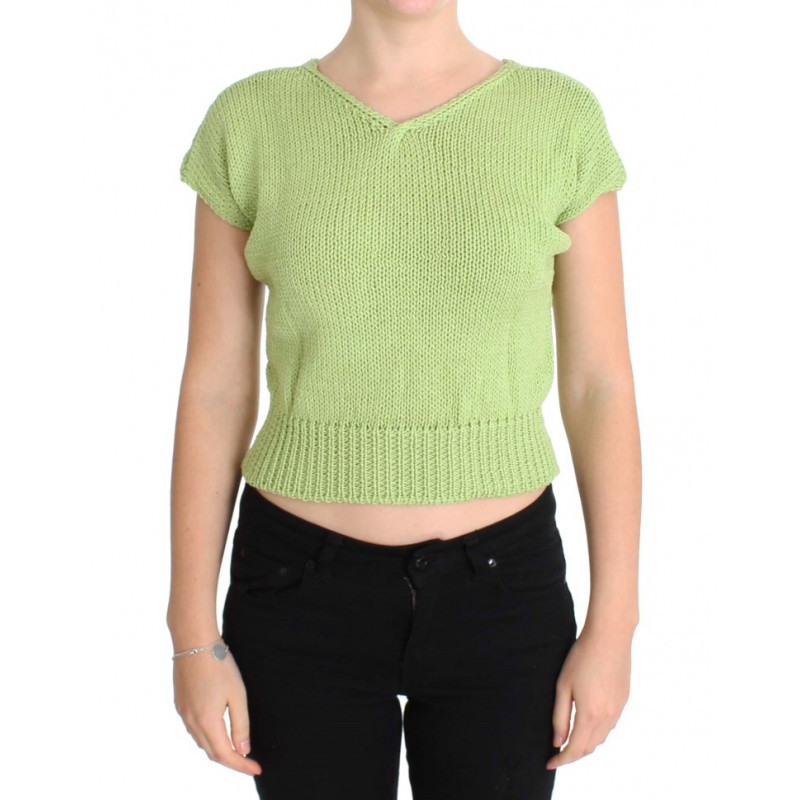 Maglione lavorato a maglia in misto cotone verde - ONE SIZE