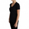 T-shirt girocollo a maniche corte in lana nera - IT40-S