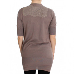 Maglione cardigan in cotone pizzo viola - IT42-M