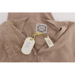 Maglione cardigan in cotone pizzo rosa - IT44-L