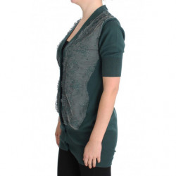 Maglione cardigan in cotone pizzo verde - IT46-XL