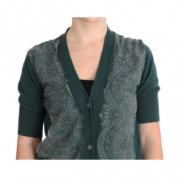 Maglione cardigan in cotone pizzo verde - IT46-XL