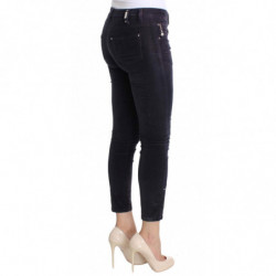 Jeans di velluto a coste ritagliati viola - W26