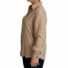 Camicia seta beige bottoni decorativi sulla parte superiore - IT38-XS