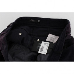 Jeans di velluto a coste ritagliati viola - W26