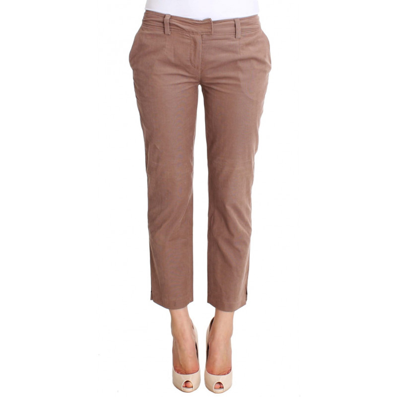 Pantaloni cropped di velluto a coste marroni - W28