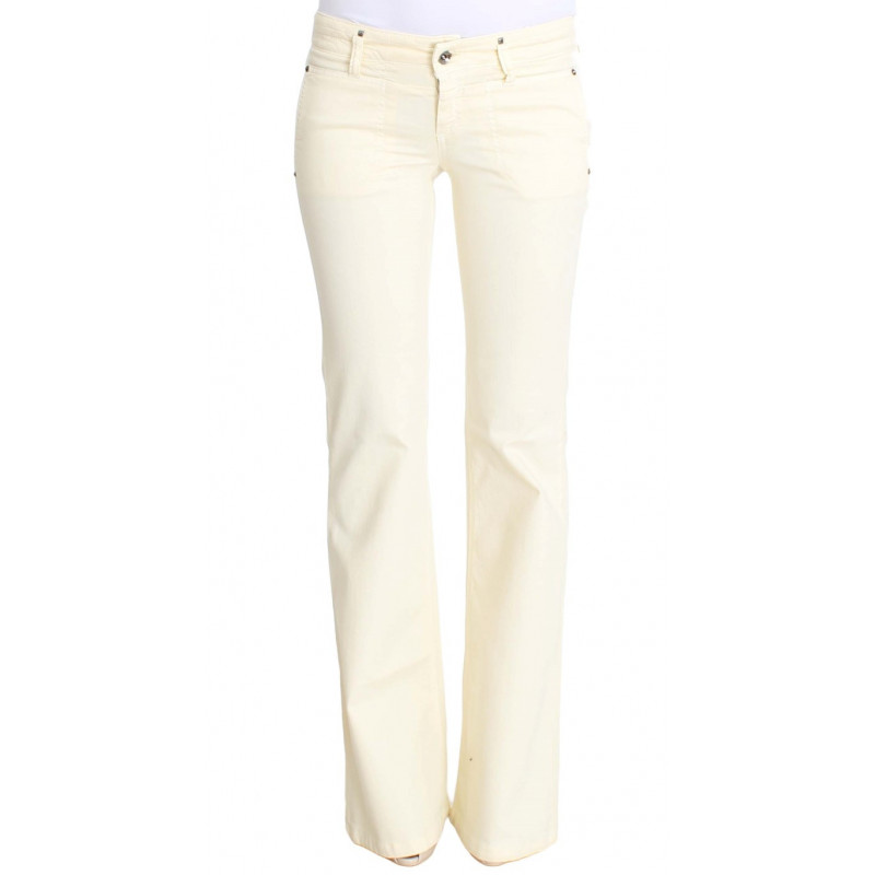 Jeans a zampa elasticizzati in cotone bianco - W26
