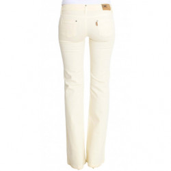 Jeans a zampa elasticizzati in cotone bianco - W26