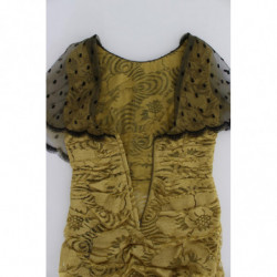 Abito abito ricamato in pizzo floreale nero giallo - IT40-S