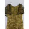 Abito abito ricamato in pizzo floreale nero giallo - IT40-S
