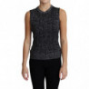 Canotta grigia con orli a coste in maglia di lana Chevron IT40
