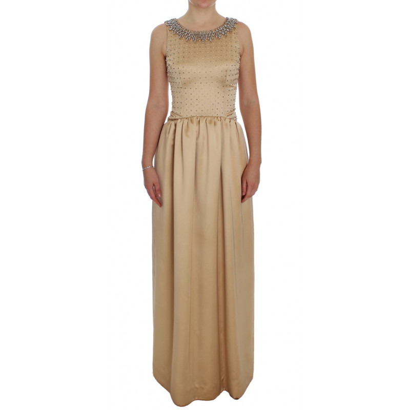 Abito a trapezio impreziosito da cristalli beige - IT40-S
